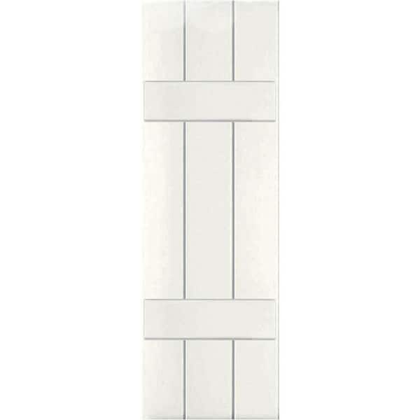 Ekena Millwork 12" x 48" Exterior Three Board (2 Batten) Real Wood Cedar Board-n-Batten Shutters (Per Pair), White