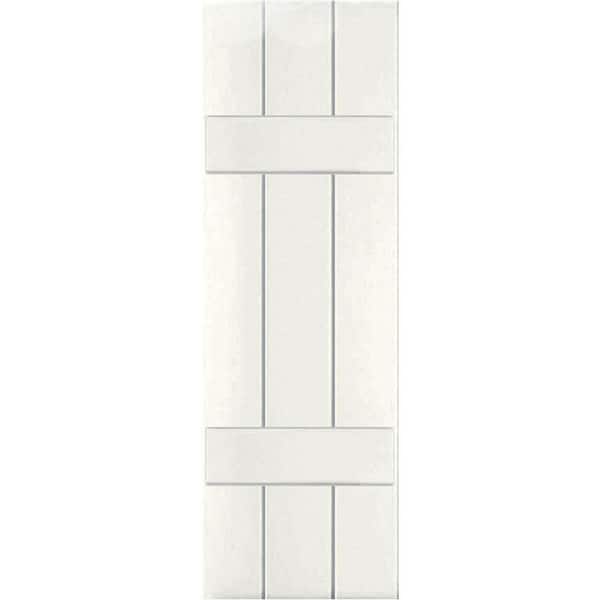 Ekena Millwork 12 in. x 70 in. Exterior Real Wood Pine Board and Batten Shutters Pair White