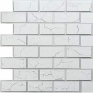 3D Falkirk Retro IV 23 in. x 23 in. White Grey Faux Brick PVC Decorative Wall Paneling (5-Pack)