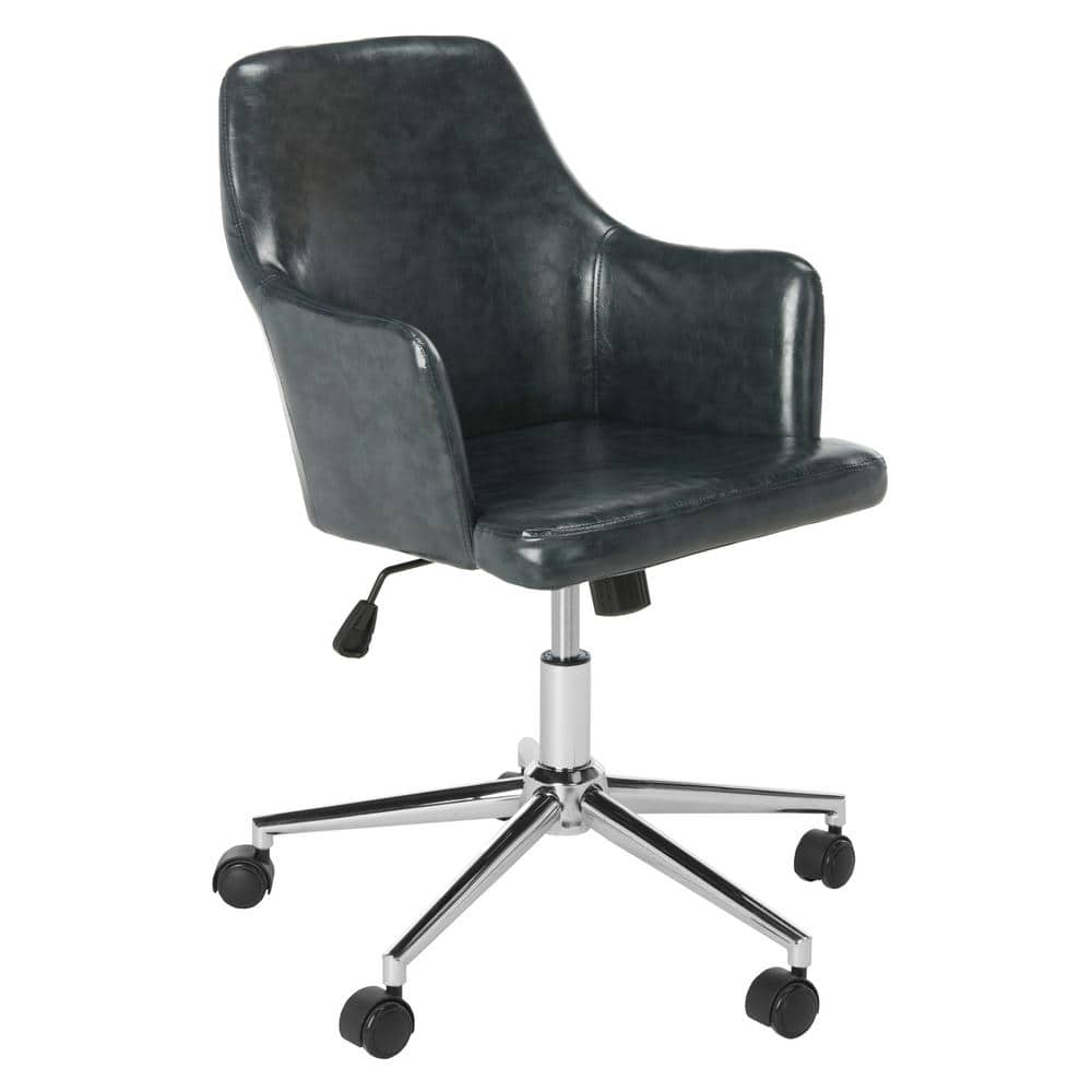 Cadence Dark Grey Faux Leather Swivel Office Chair with Chrome Base