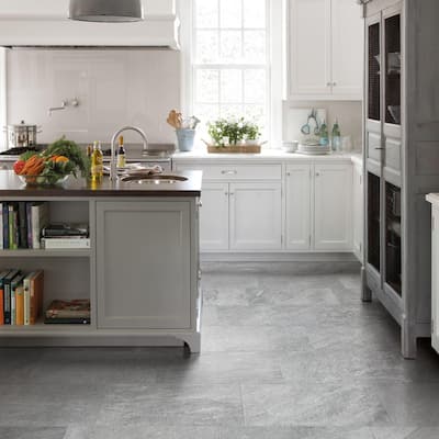 Gray Tile Flooring The Home Depot, Gray Tile Floor Kitchen