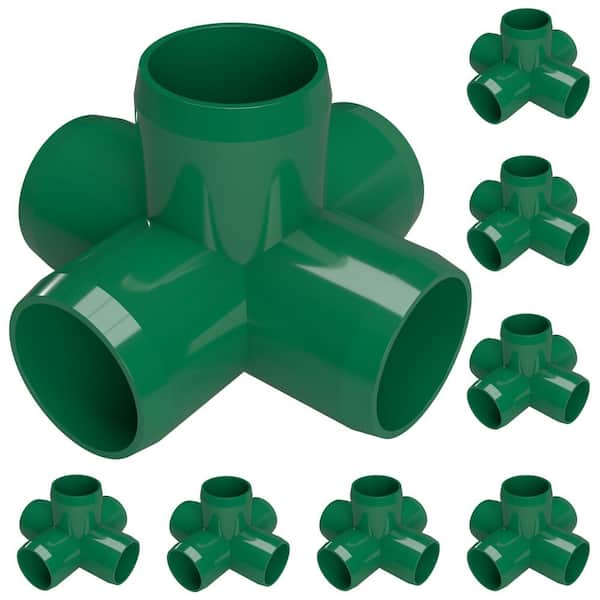 Formufit 3/4 in. Furniture Grade PVC 5-Way Cross in Green (8-Pack)