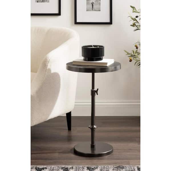 Engles 14 in. Pewter Round Metal End Table