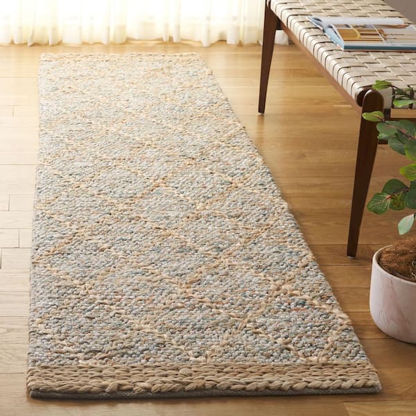 Natural Fiber 2 ft. x 9 ft. Rust/Natural Diamond Border Runner Rug
