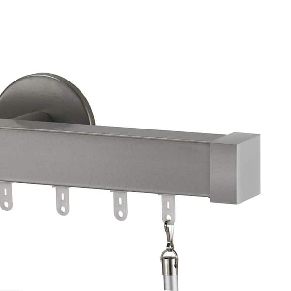 Nexgen Pro 120 in. Non-Adjustable Traverse Window Curtain Rod Set in Silver with Endcap