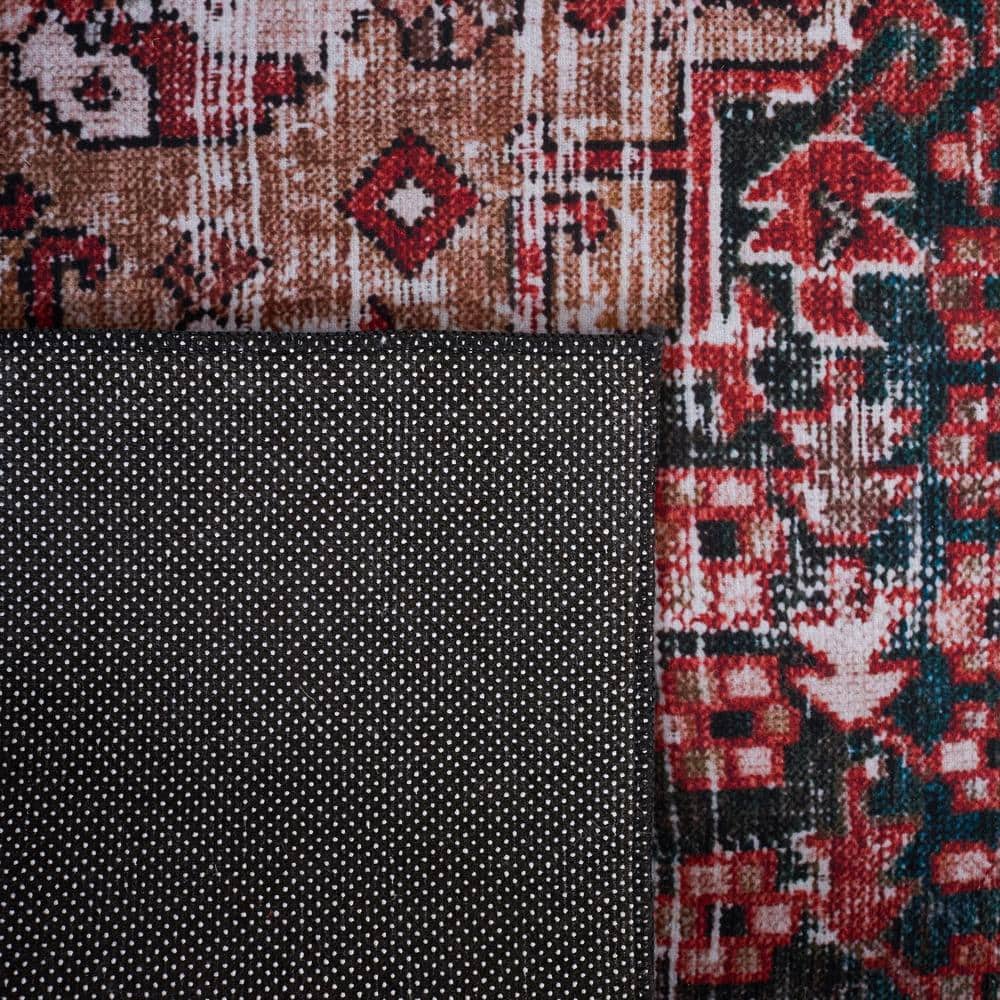 Tucson Rust and Green 3' x 5' Washable Area Rug