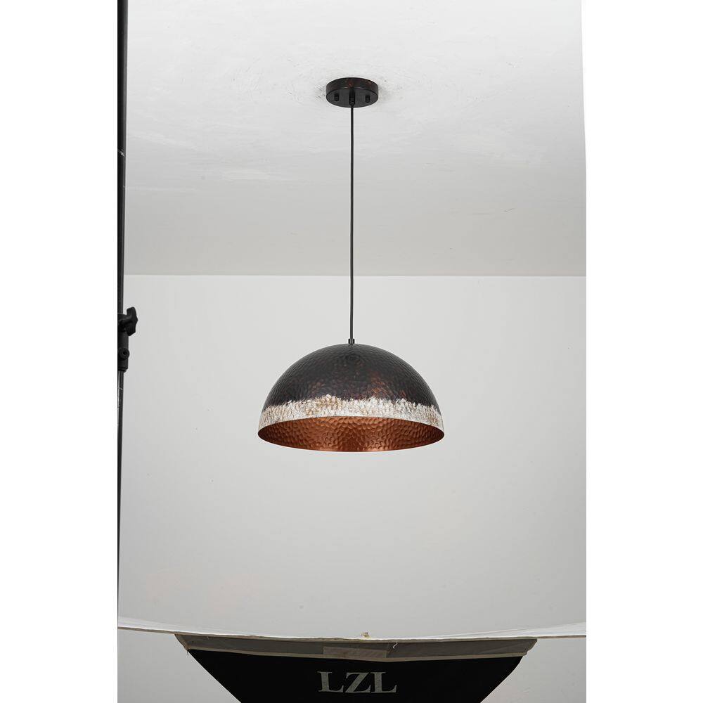 Pover 1-Light 15.7 in.W Hand-Hammered Rustic Metal Dome Pendant Light with Gold Interior for Dining Room and Living Room price history on PriceWatchPro