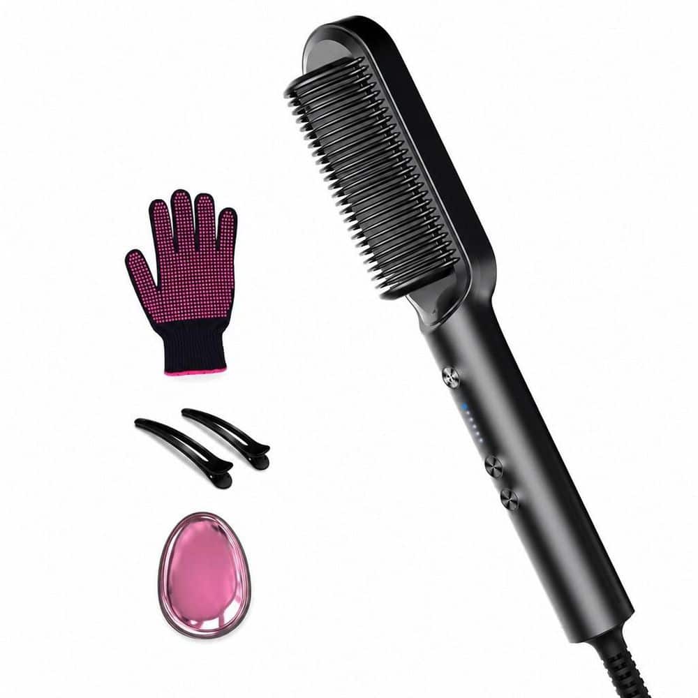 Wudkey Black Hair Straightener Brush with 5-Temps, 20s Fast