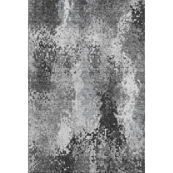 Mayfield Premium Machine Washable Abstract AMF2242 Gray 5 ft. x 7 ft. 6 in. Area Rug