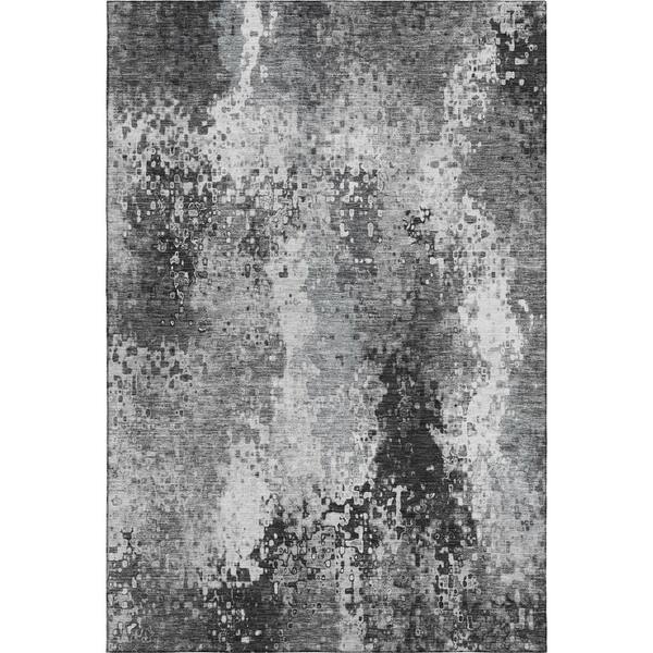Mayfield Premium Machine Washable Abstract AMF2242 Gray 9 ft. x 12 ft. Area Rug