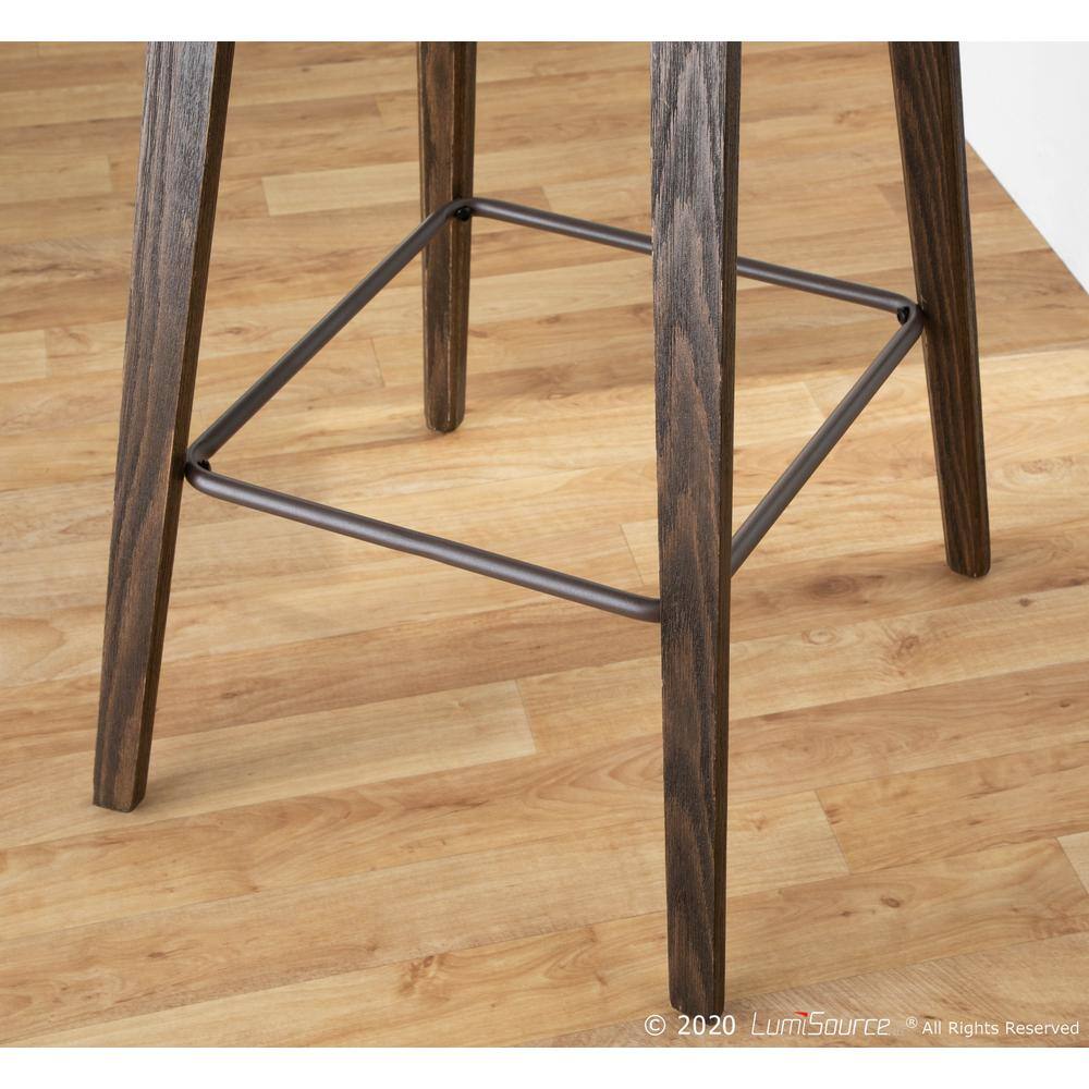 Winston Dark Walnut Wood and Brown Metal Counter Stool