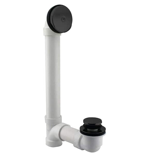 Westbrass 1-1/2 in. x 12 in. Bath Waste & Overflow with One-Hole Faceplate and Tip-Toe Drain - Sch. 40 PVC, Matte Black