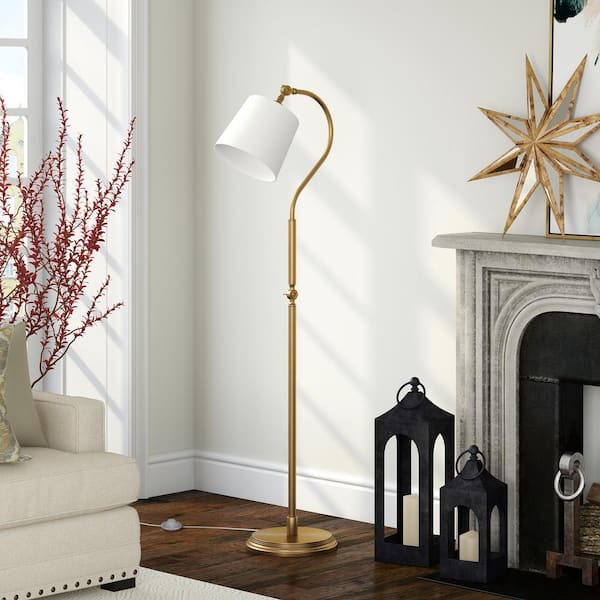 Meyer Cross Harland 57 88 In Brushed Brass Arc Floor Lamp Fl0849 The Home Depot