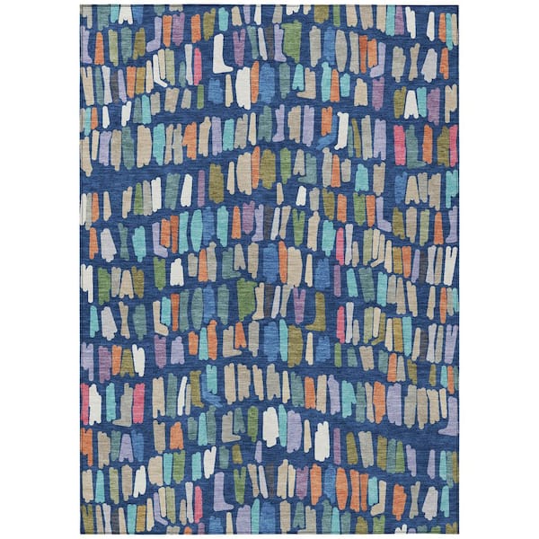 Chantille Machine Washable Indoor/Outdoor Abstract ACN2377 Navy 5 ft. x 7 ft. 6 in. Area Rug