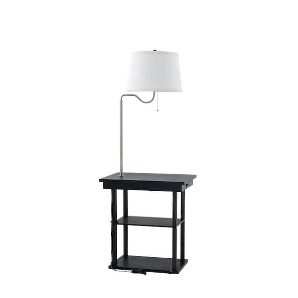 Black Shelf Lamp With Usb Usbc Tlw13b, White End Table With Built In Lamp And Usb