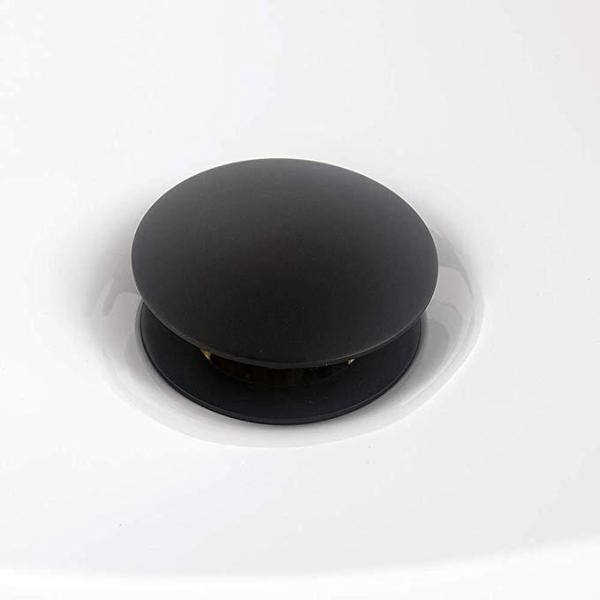 Matte Black Pop-Up Bathroom Sink Drain Stopper with Overflow