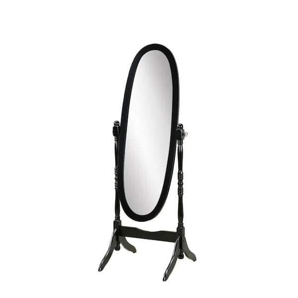 CONGE IMPORT LLC Black 22.5 in W x 59.25 in H Oval Wood Full Length Mirror, Traditional Queen Anna Style Vintage Elegant HDAnti-Collision