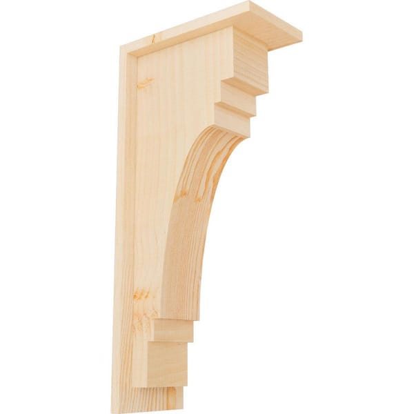 Ekena Millwork 5-1/2 in. x 10 in. x 22 in. Douglas Fir Pescadero Smooth Corbel with Backplate