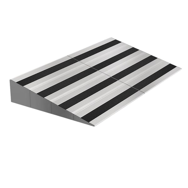 4 in. Rise Wheelchair Ramp for Home Steps, Aluminum Door Curb Ramp for Scooters Power Chairs Cars 1100 lb. Load Capacity