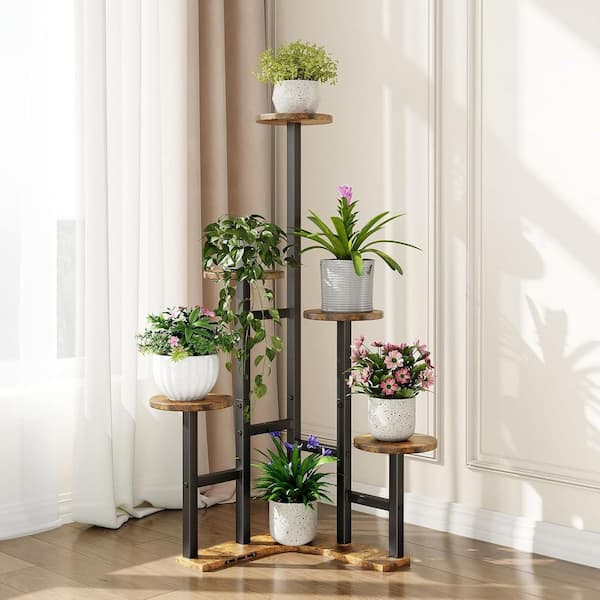 H.W.F PLANTER STAND”HIGH“ 6-Tier Retro Brown wood Plant Stand (15.75 in. H W x43. 3 in. H