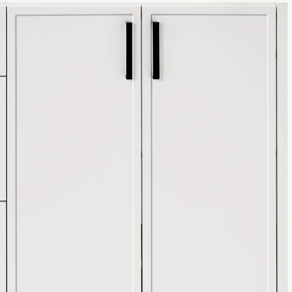 White Solid Wood Double Sink Bathroom Vanity with Carrara Quartz Top
