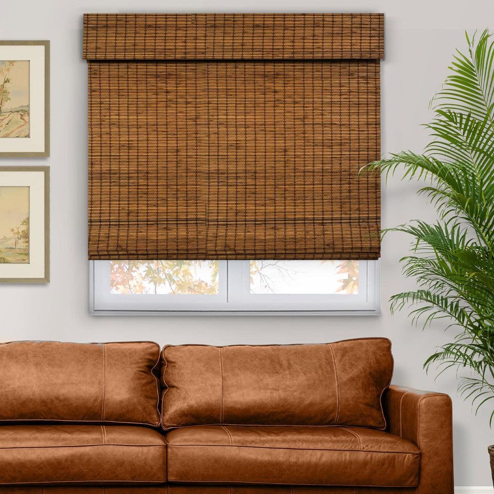 Natural Woven Light Filtering Cordless Bamboo Roman Shades for Windows, 22.5 in. W x 36 in. L, Frost price history on PriceWatchPro