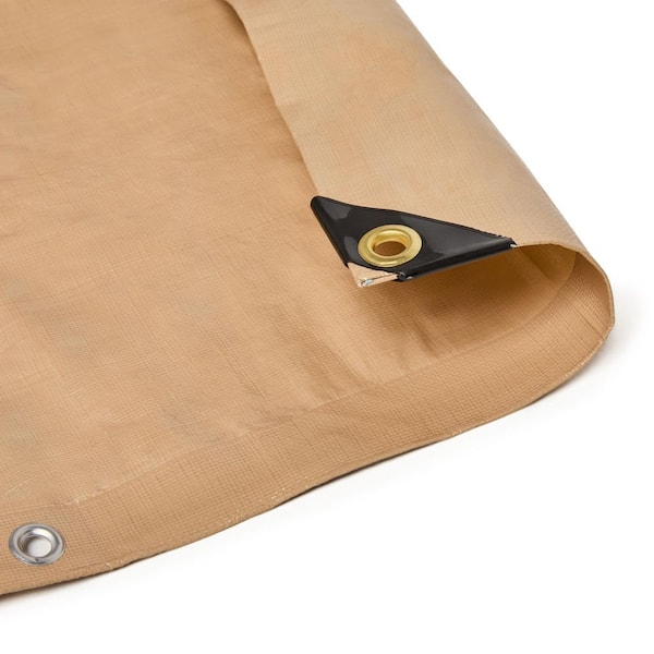 TarpsNow 12 ft. x 30 ft. Tan 12 Mil Heavy Duty Poly Tarp with