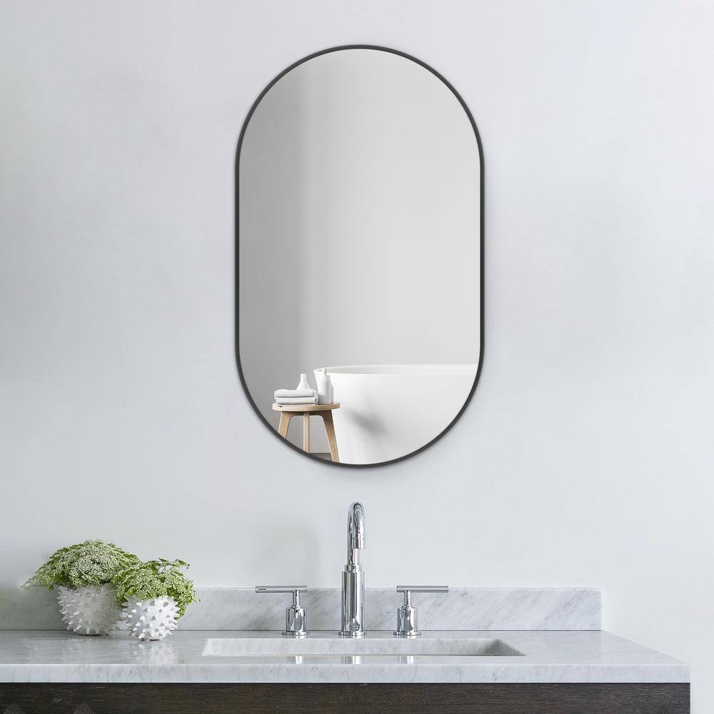 HBEZON Athena 20 in. W x 33 in. H Small Oval Aluminum Framed Wall ...
