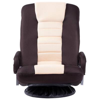 Brown/Beige Swivel Video Rocker Gaming Chair Adjustable 7-Position Floor Chair Folding Sofa Lounger