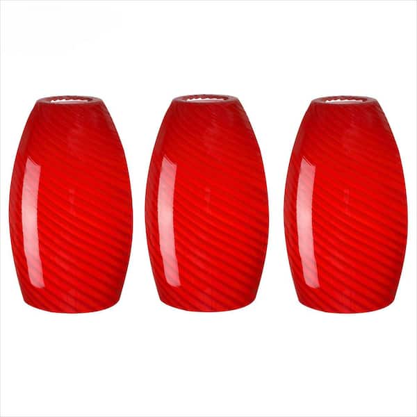 7.64 in. Red Swirl Art Glass Oval Pendant Shade with 1.65 in. Lip Fitter (Not Included) (3-Pack)