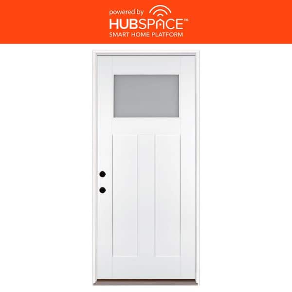 Feather River Doors Smart Glass 36 in. x 80 in. Right Hand Inswing 1/4-Lite Smooth Unfinished Fiberglass Prehung Front Door