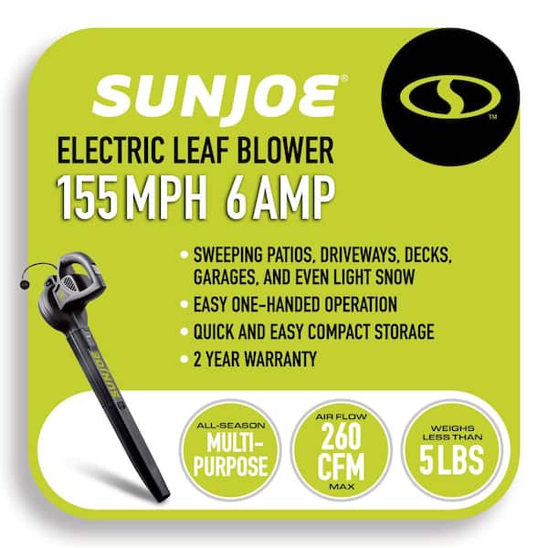Sun Joe 155 MPH 200 CFM 6 Amp Electric Handheld Leaf Blower, Blue Sun Joe 155 MPH 200 CFM 6 Amp Electric Handheld Leaf Blower, Blue