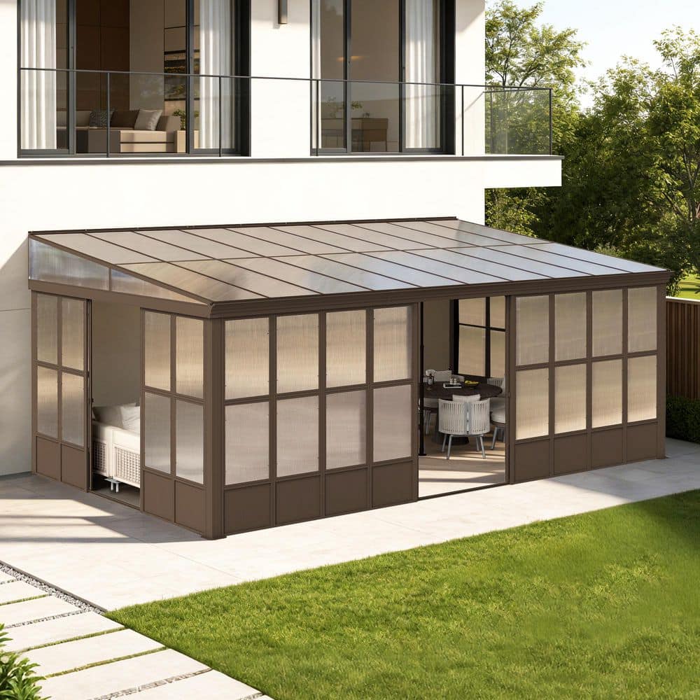 12 ft x 20 ft Wall Mounted Sunroom with Sliding Doors and Polycarbonate Roof price history on PriceWatchPro