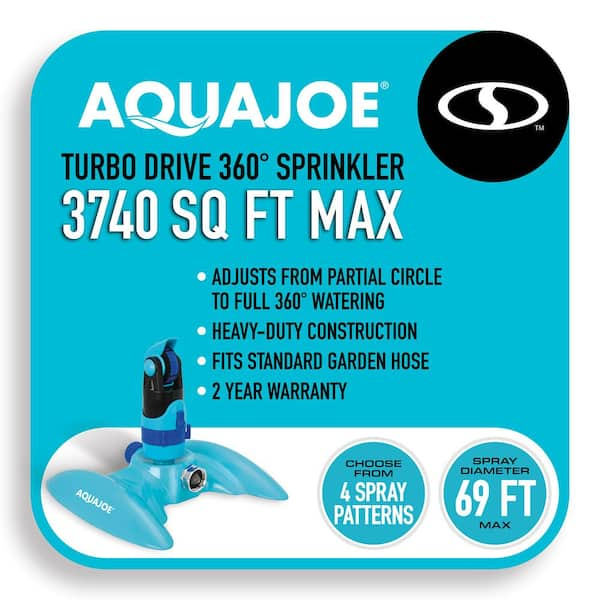 AQUA JOE 4-Pattern 360° Turbo Drive Sprinkler AJ-MSSBM - The Home 