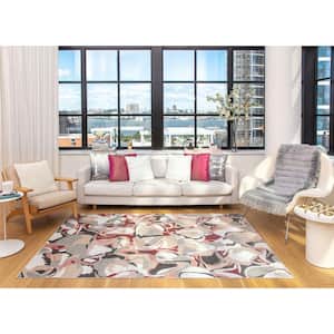 Vera Pink Abstract 2 ft. x 4 ft. Area Rug