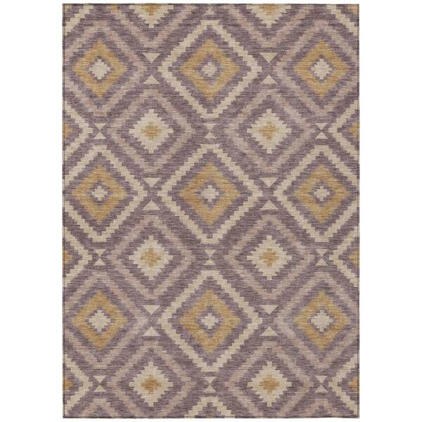 Chantille Machine Washable Indoor/Outdoor Abstract ACN3140 Plum 5 ft. x 7 ft. 6 in. Area Rug