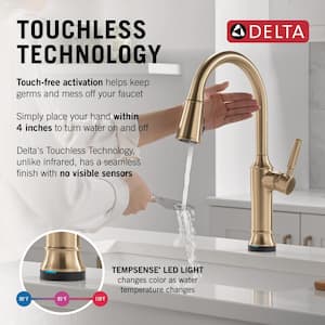 Renaldi Touch2O with Touchless Technology Single Handle Pull Down Sprayer Kitchen Faucet in Lumicoat Champagne Bronze