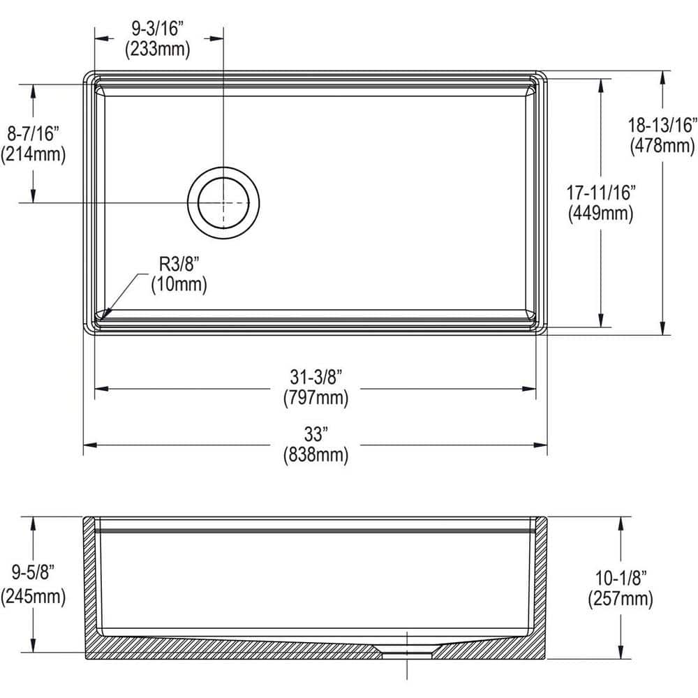 Elkay 33" White Fireclay Single Bowl Farmhouse Sink Kit