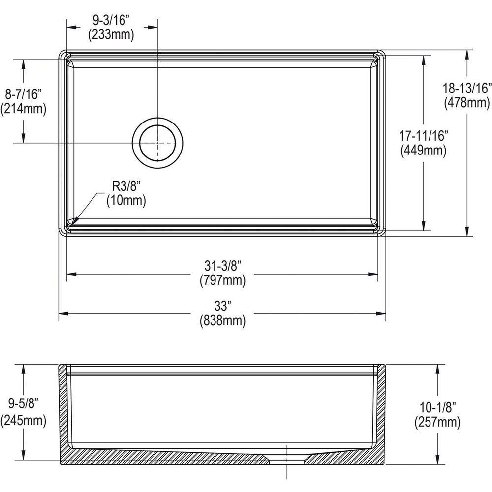 Elkay 33" White Fireclay Single Bowl Farmhouse Sink Kit