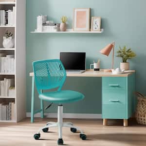 Carnation Turquoise Middle Back Swivel Task Chair with Adjustable Height