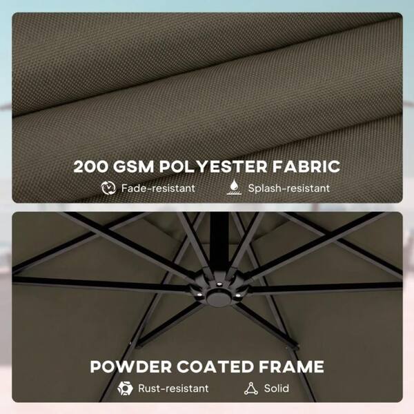 9.8 ft. Steel Cantilever 0-90° Tilt Offset Patio Umbrella in Tan