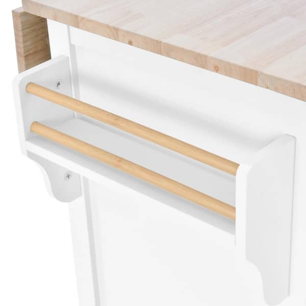 Runesay Black Wood Base with Wood Top Rolling Kitchen Island (20.5-in x 52.2-in x 36.6-in)
