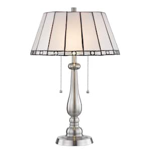 21 in. Brushed Nickel Table Lamp with Hand Rolled Art Glass