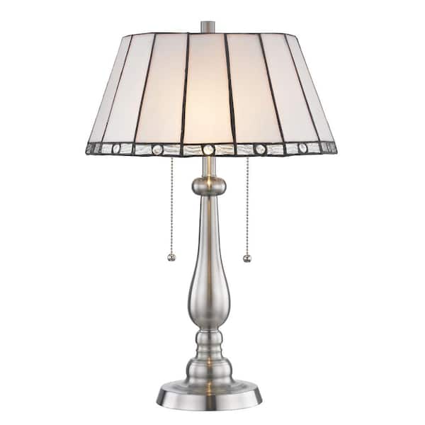 Dale Tiffany 21 in. Brushed Nickel Table Lamp with Hand Rolled Art Glass
