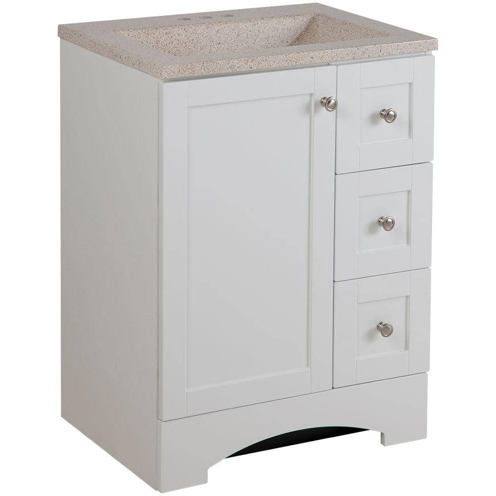 Glacier Bay Lancaster 24 In W Bath Vanity In White With Colorpoint Vanity Top In Maui Lc24p2m Wh The Home Depot