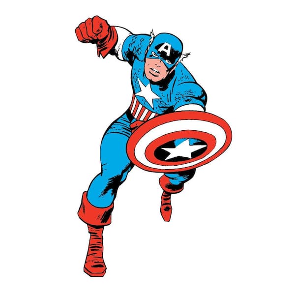 Unbranded 5 in. x 19 in. Marvel Classic Captain America Peel and Stick Giant Wall Decals