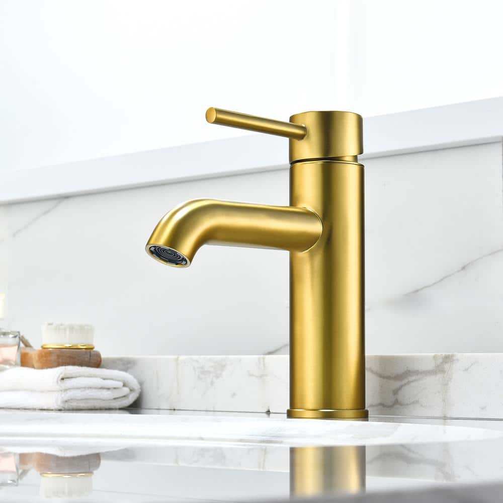 Tubize Brushed Gold Solid Brass Single-Handle Bathroom Faucet