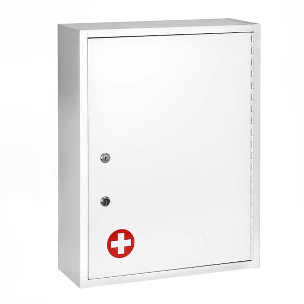 16 in. W x 21 in. H Medium White Surface Mount Dual Locking Medicine Cabinet without Mirror