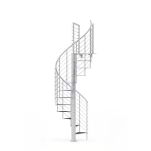 Hayden White Interior 42in Diameter, Fits Height 127.5in - 142.5in, 1 36in Tall Platform Rail Spiral Staircase Kit