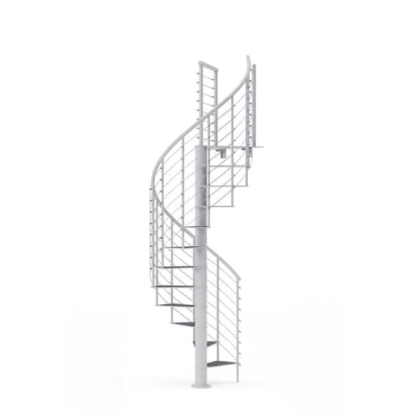 Mylen STAIRS Hayden White Interior 42in Diameter, Fits Height 85in - 95in, 1 36in Tall Platform Rail Spiral Staircase Kit